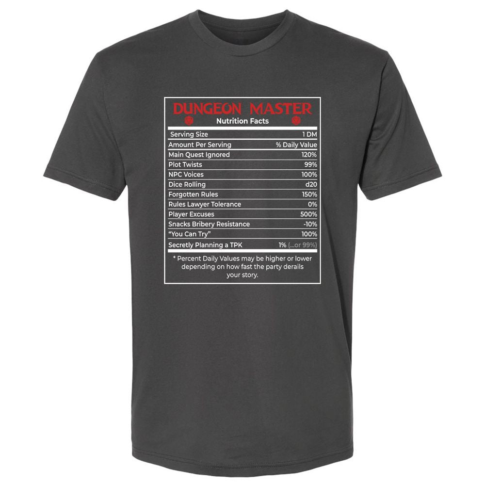Dungeon Master Nutrition Facts Premium Unisex T-Shirt - Heavy Metal - 8