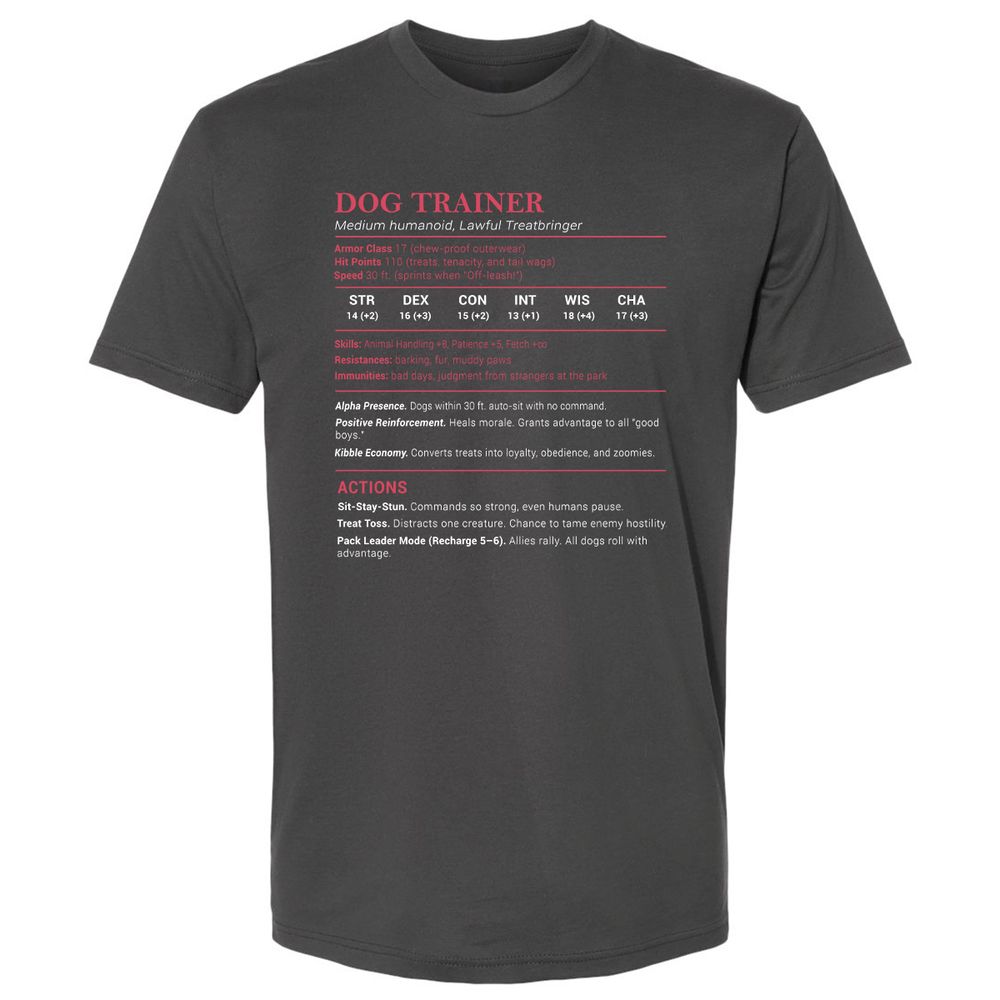 Dog Trainer Stats Premium Unisex T-Shirt - Heavy Metal - 8