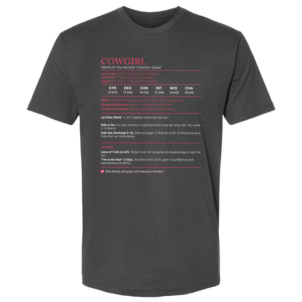 Cowgirl Stats Premium Unisex T-Shirt - Heavy Metal - 8