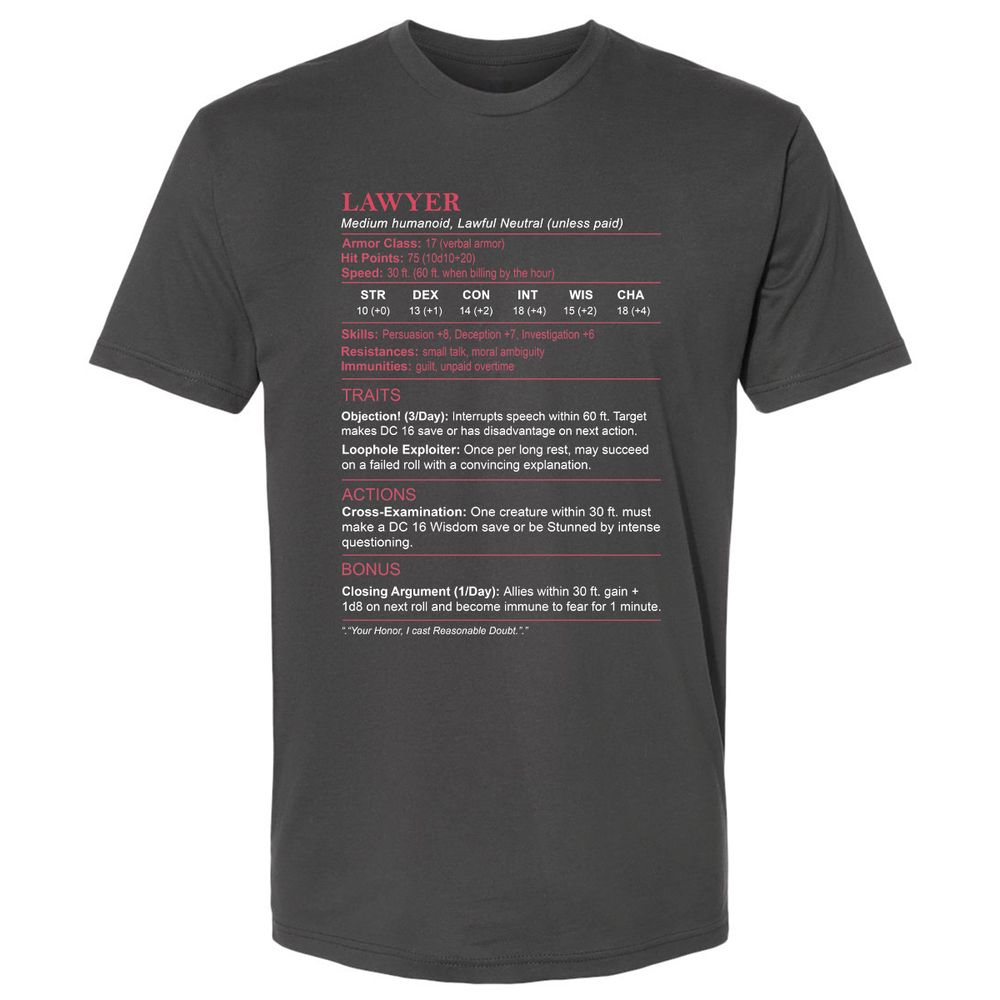 Lawyer Stats Premium Unisex T-Shirt - Heavy Metal - 8