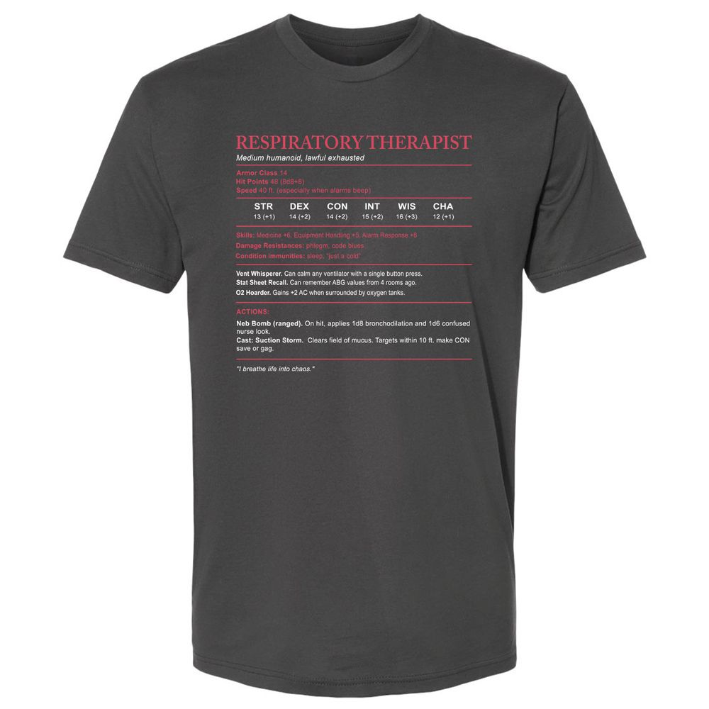 Respiratory Therapist Premium Unisex T-Shirt - Heavy Metal - 8