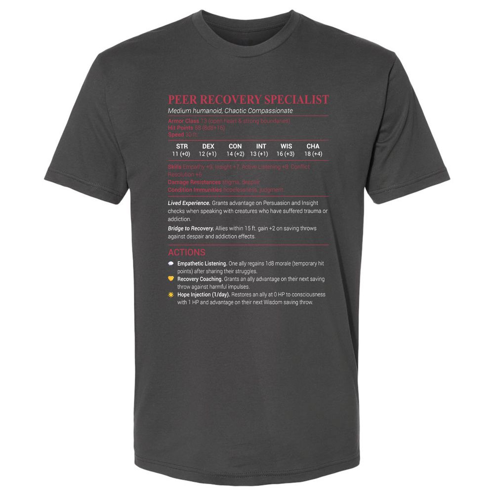 Peer Recovery Specialist Premium Unisex T-Shirt - Heavy Metal - 8