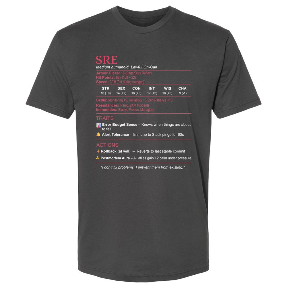 SRE Stats Premium Unisex T-Shirt - Heavy Metal - 8