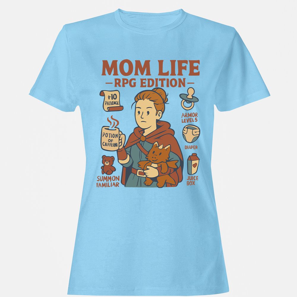Mom Life RPG Edition Women's T-Shirt - Light Blue - 8