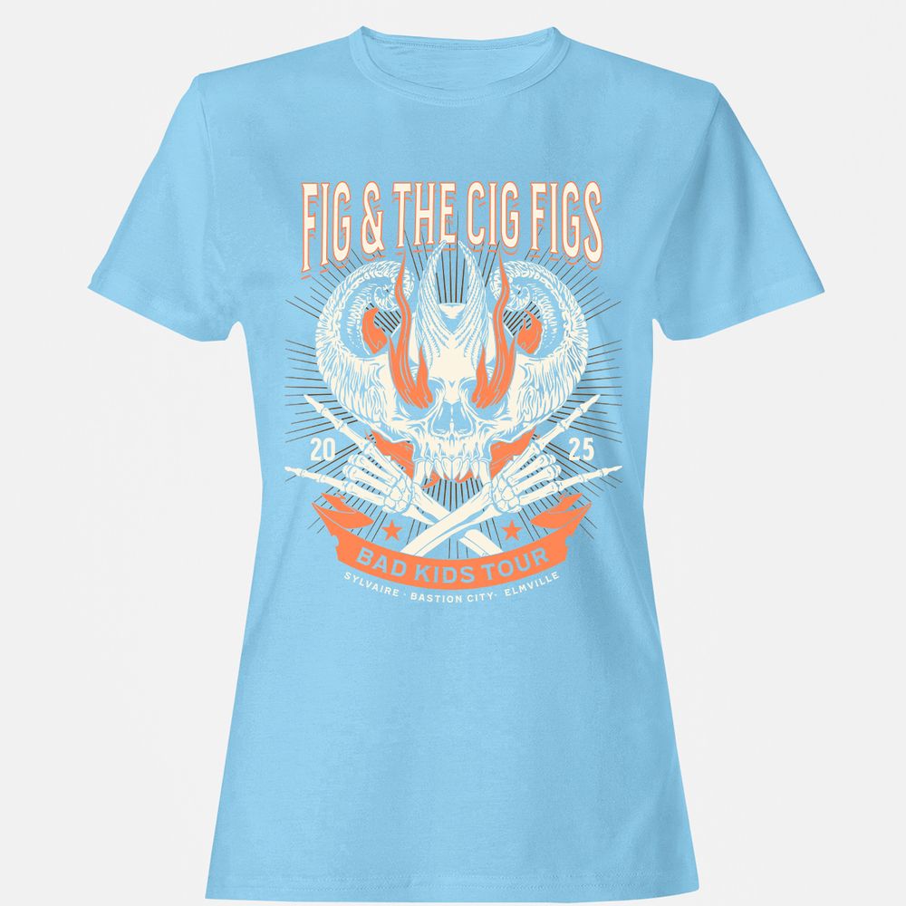 Fig and the Cig Figs, Dimension 20 Women's T-Shirt - Light Blue - 8