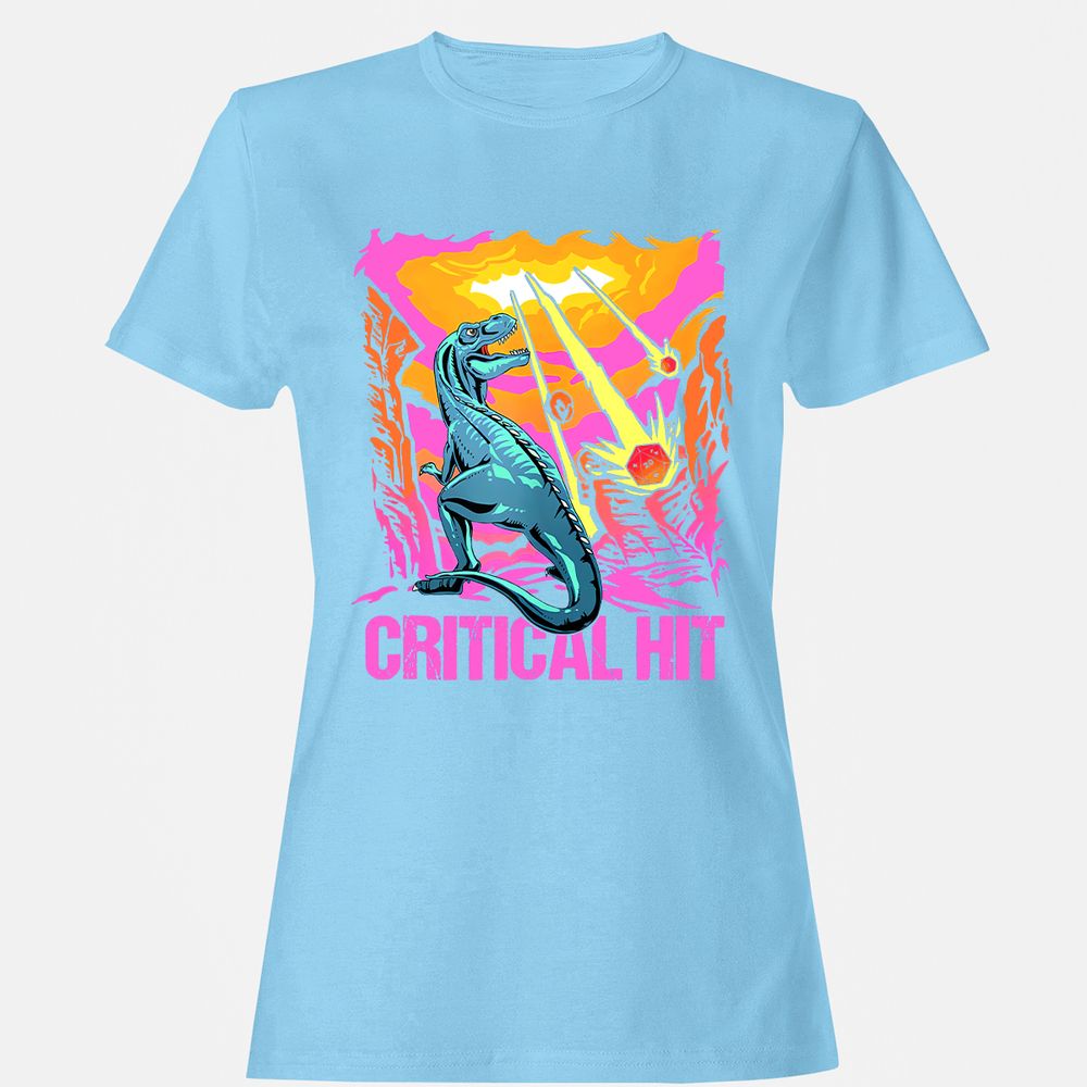 Dinosaur Critical Hit Women's T-Shirt - Light Blue - 8