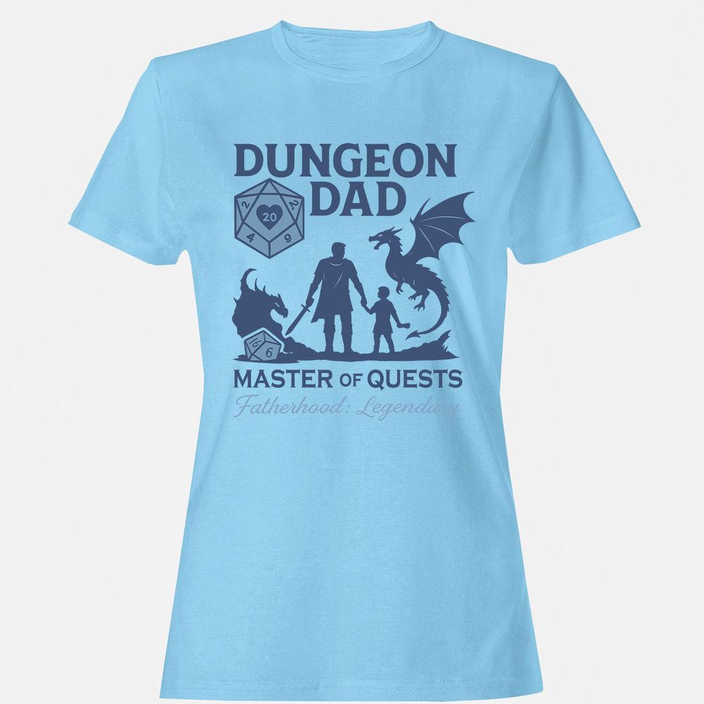 Dungeon Dad Master Of Quests Women's T-Shirt - Light Blue - 8