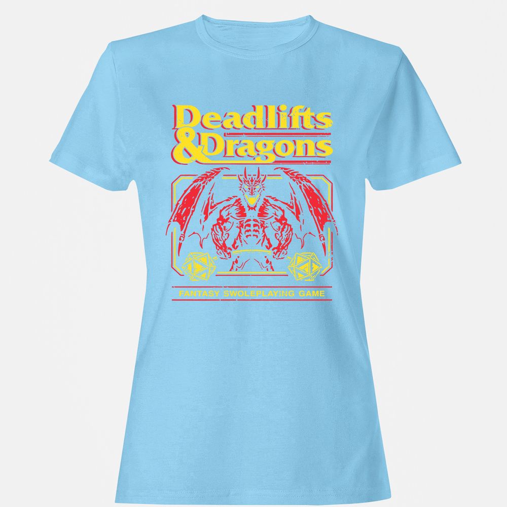 Deadlifts And Dragons Women's T-Shirt - Light Blue - 8
