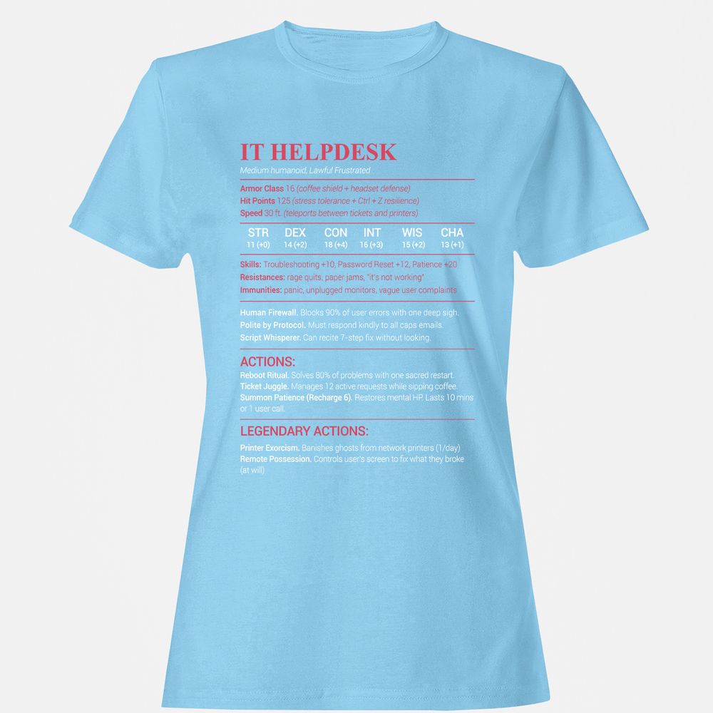 IT Helpdesk Women's T-Shirt - Light Blue - 8