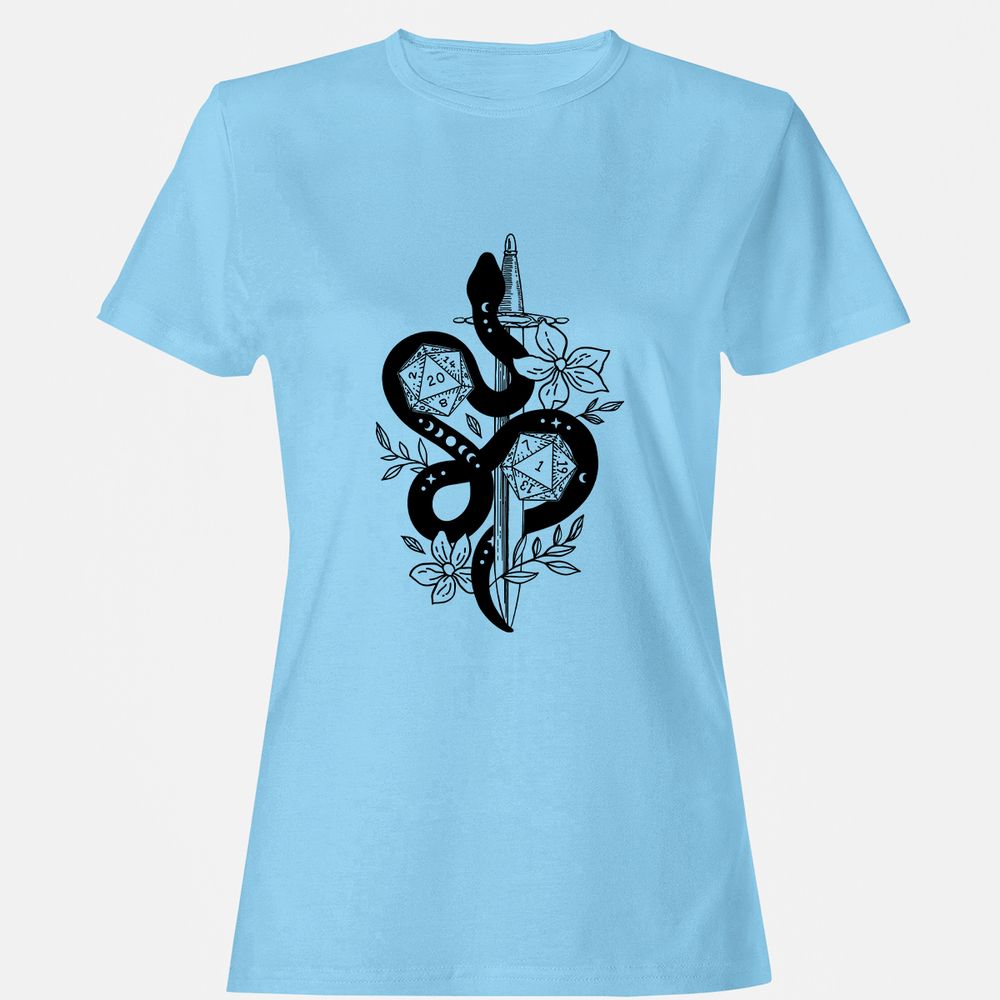 D20 Snake and Sword Women's T-Shirt - Light Blue - 8