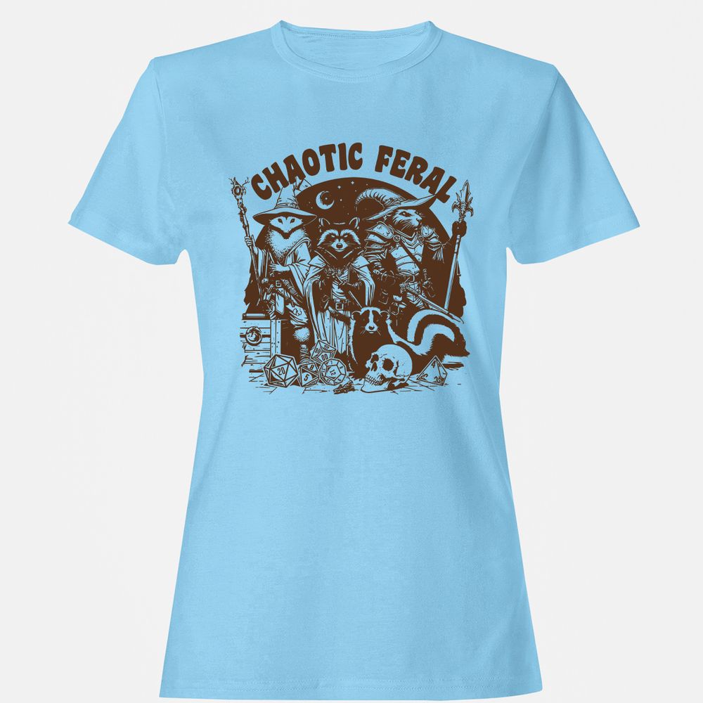 Raccoon Chaotic Feral Women's T-Shirt - Light Blue - 8