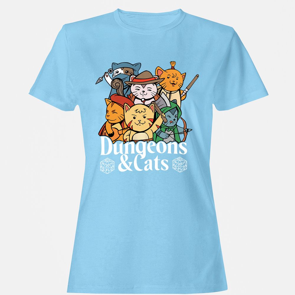 Dungeons & Cats Women's T-Shirt - Light Blue - 8