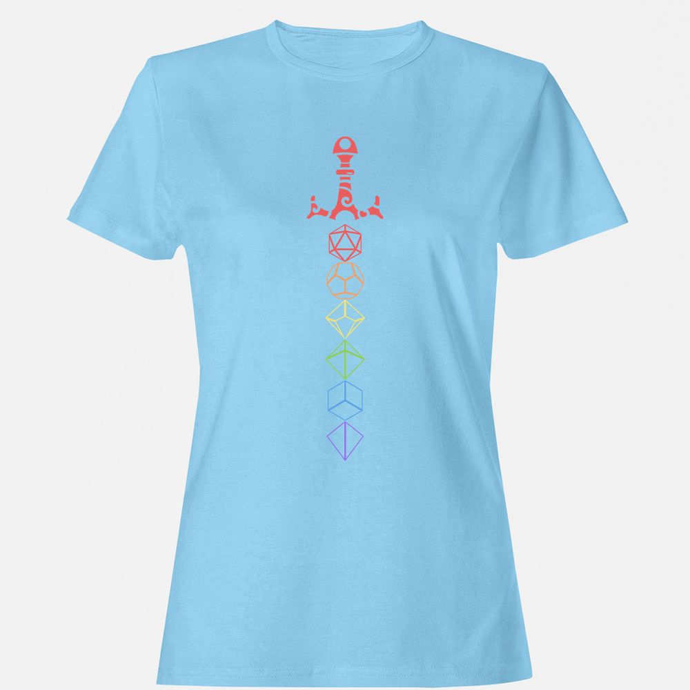 Rainbow Dice Sword LGBT Women's T-Shirt - Light Blue - 8