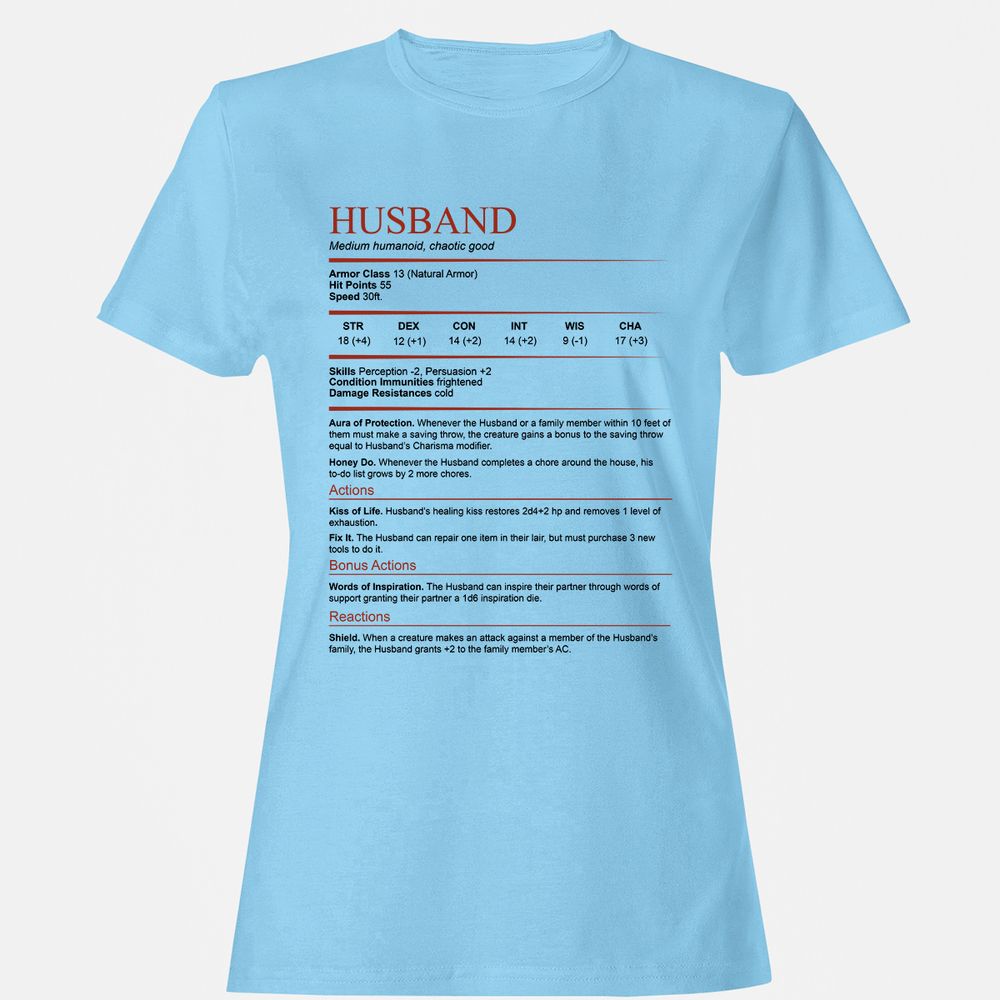 Husband White Women's T-Shirt - Light Blue - 8