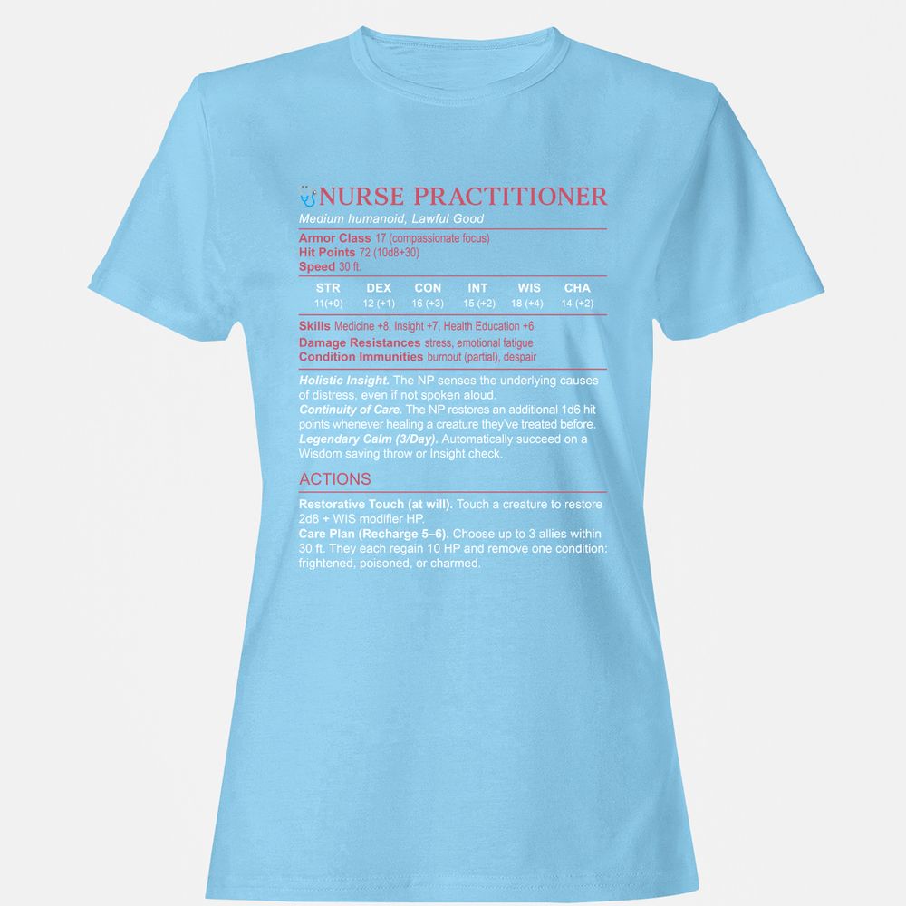 Nurse Practitioner Stats Women's T-Shirt - Light Blue - 8