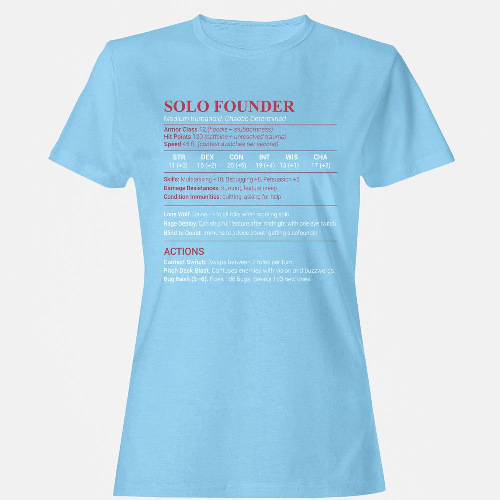 Solo Founder Women's T-Shirt - Light Blue - 8