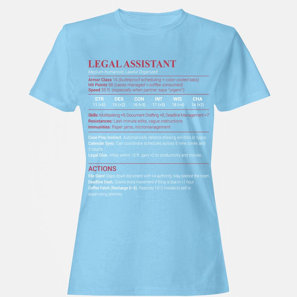 Legal Assistant Women's T-Shirt - Light Blue - 8