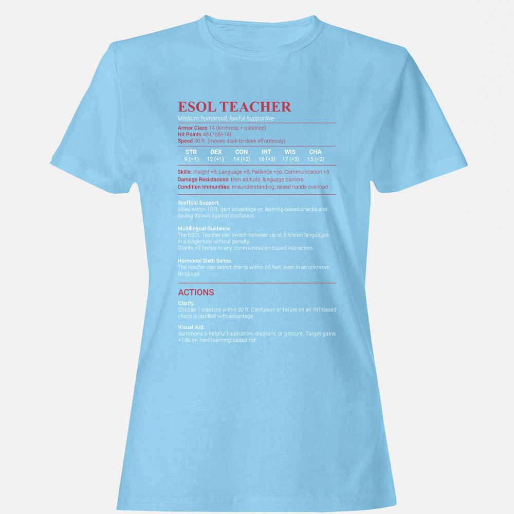 ESOL Teacher Women's T-Shirt - Light Blue - 8