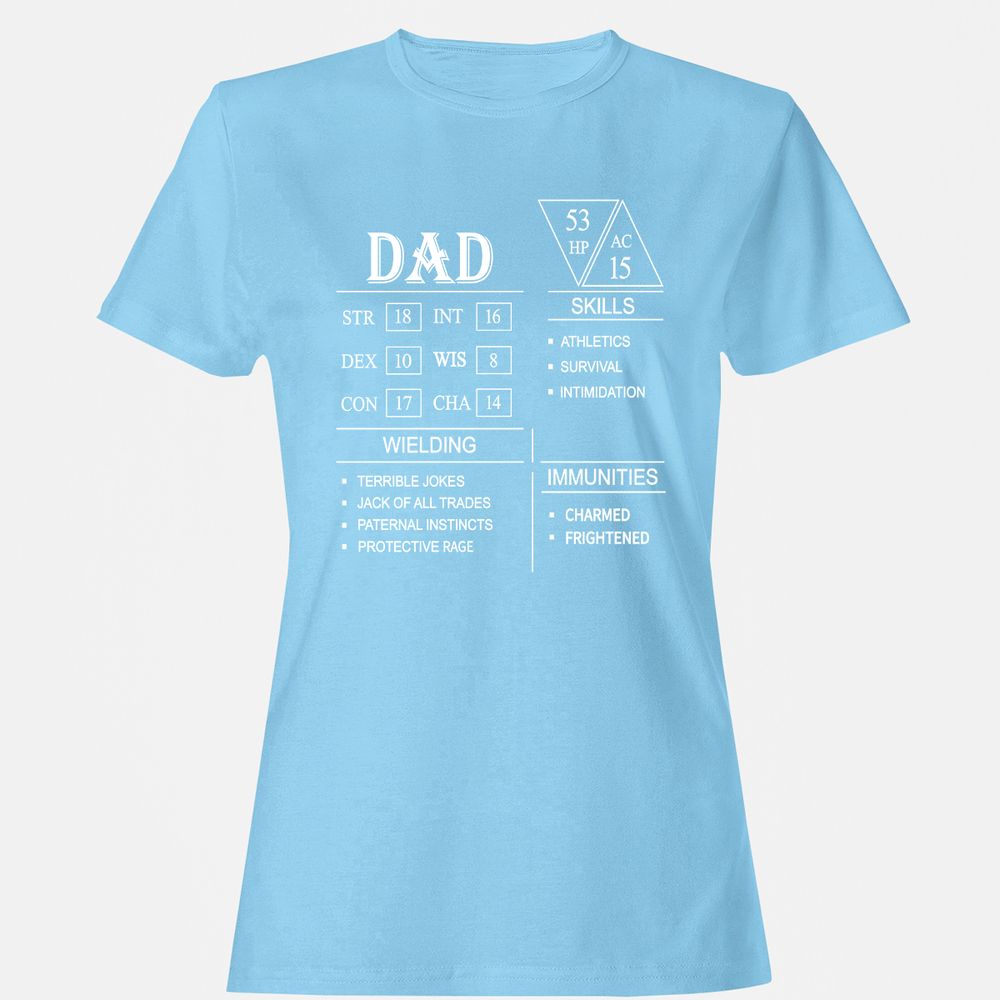 Dad Stat Block Women's T-Shirt - Light Blue - 8