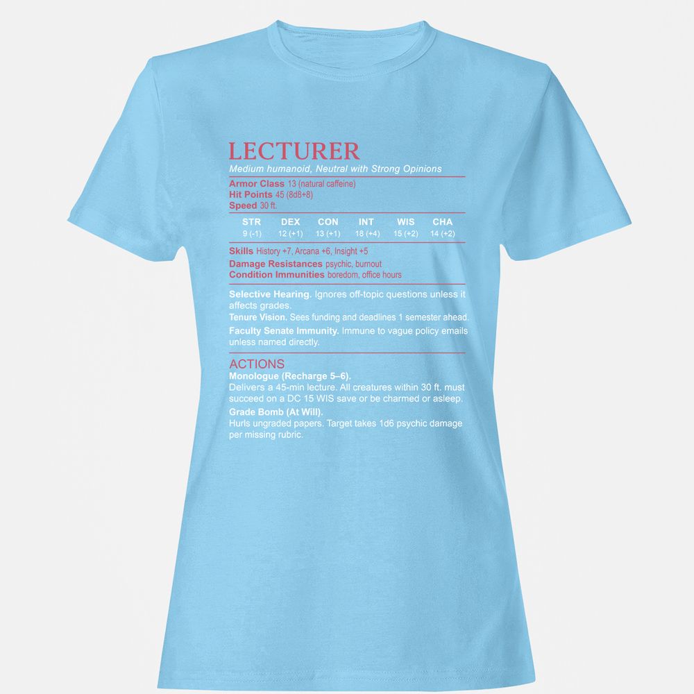 Lecturer Stats Women's T-Shirt - Light Blue - 8