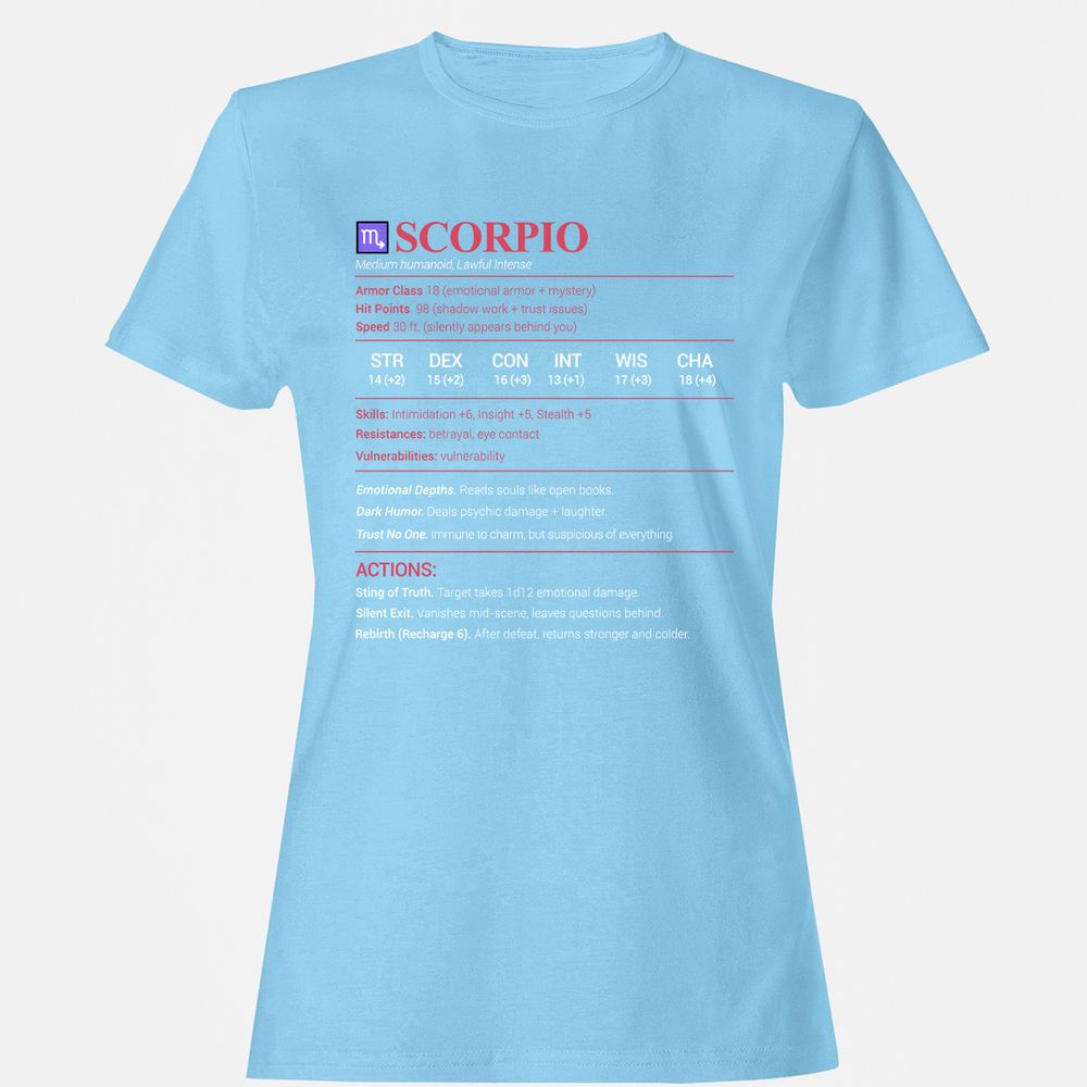 Scorpio Stats Women's T-Shirt - Light Blue - 8