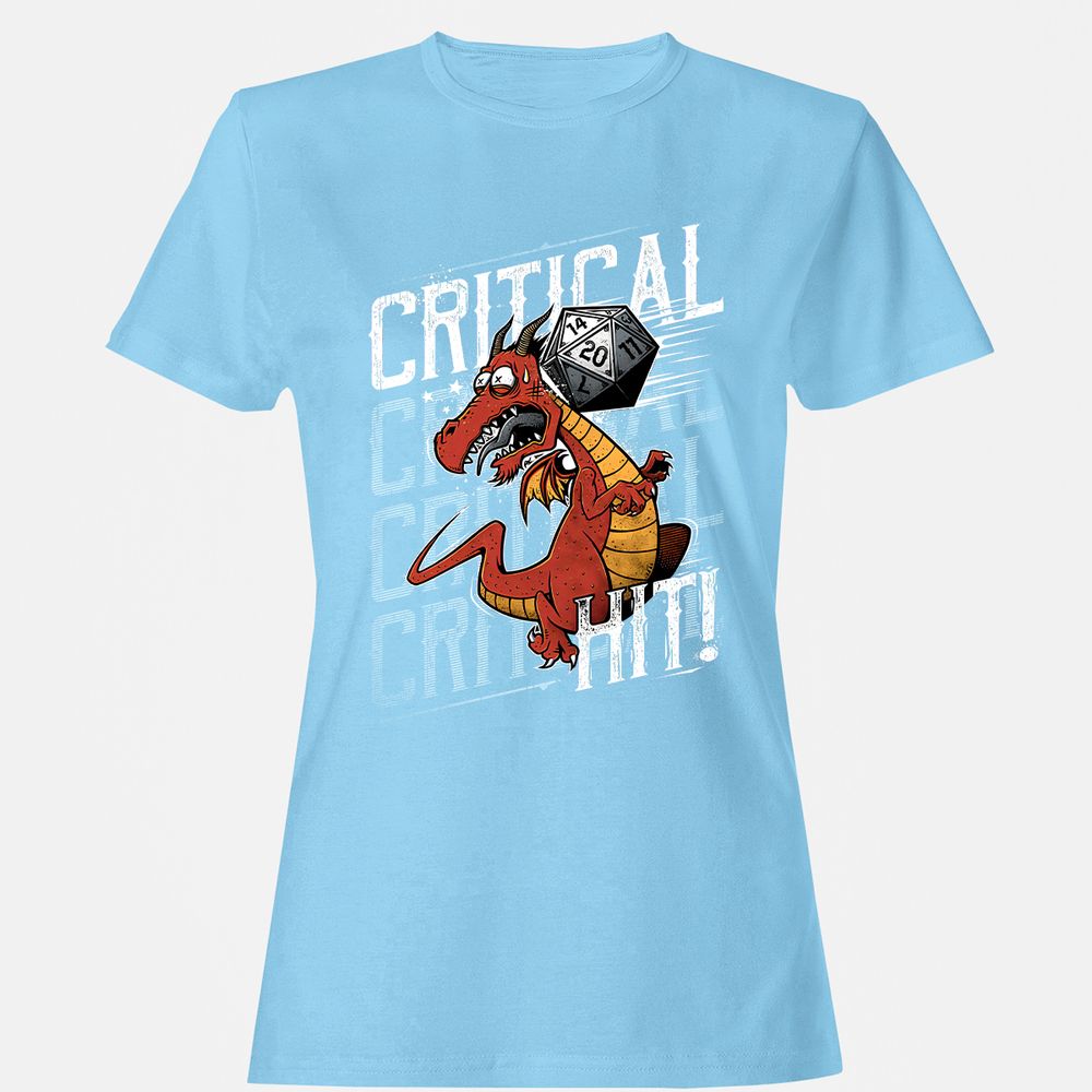 Funny Dragon Critical Hit Women's T-Shirt - Light Blue - 8