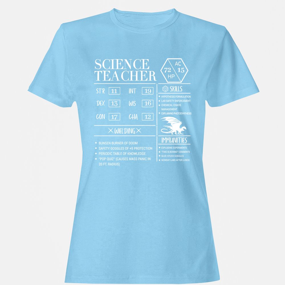 Science Teacher New Women's T-Shirt - Light Blue - 8