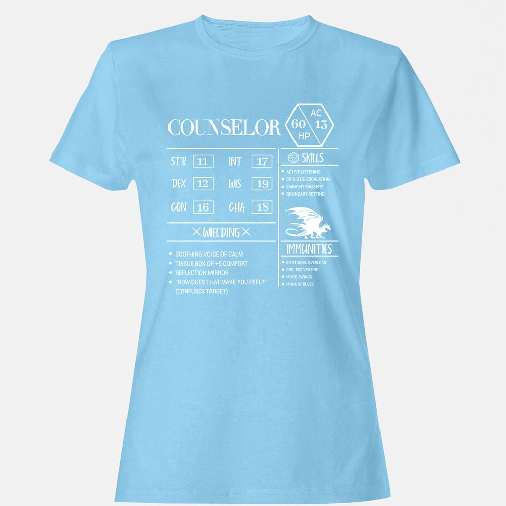 Counselor New Women's T-Shirt - Light Blue - 8