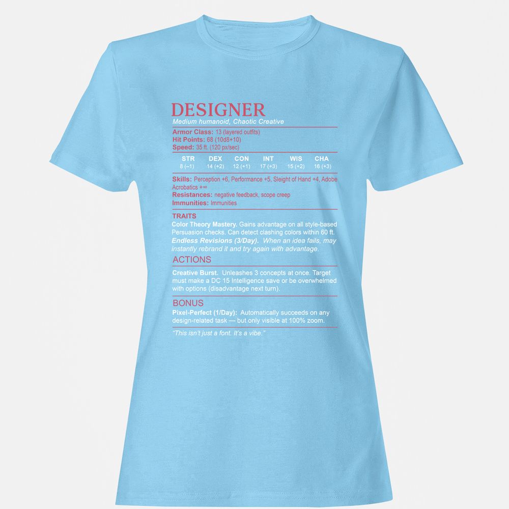 Designer Stats Women's T-Shirt - Light Blue - 8