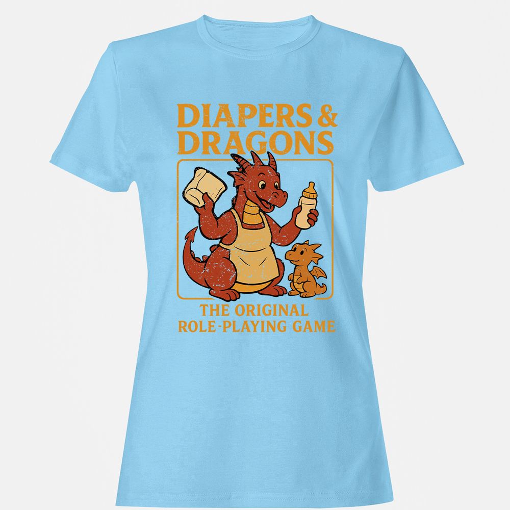 Diapers & Dragons Women's T-Shirt - Light Blue - 8
