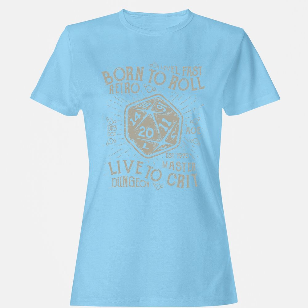 Born To Roll Live To Crit Women's T-Shirt - Light Blue - 8