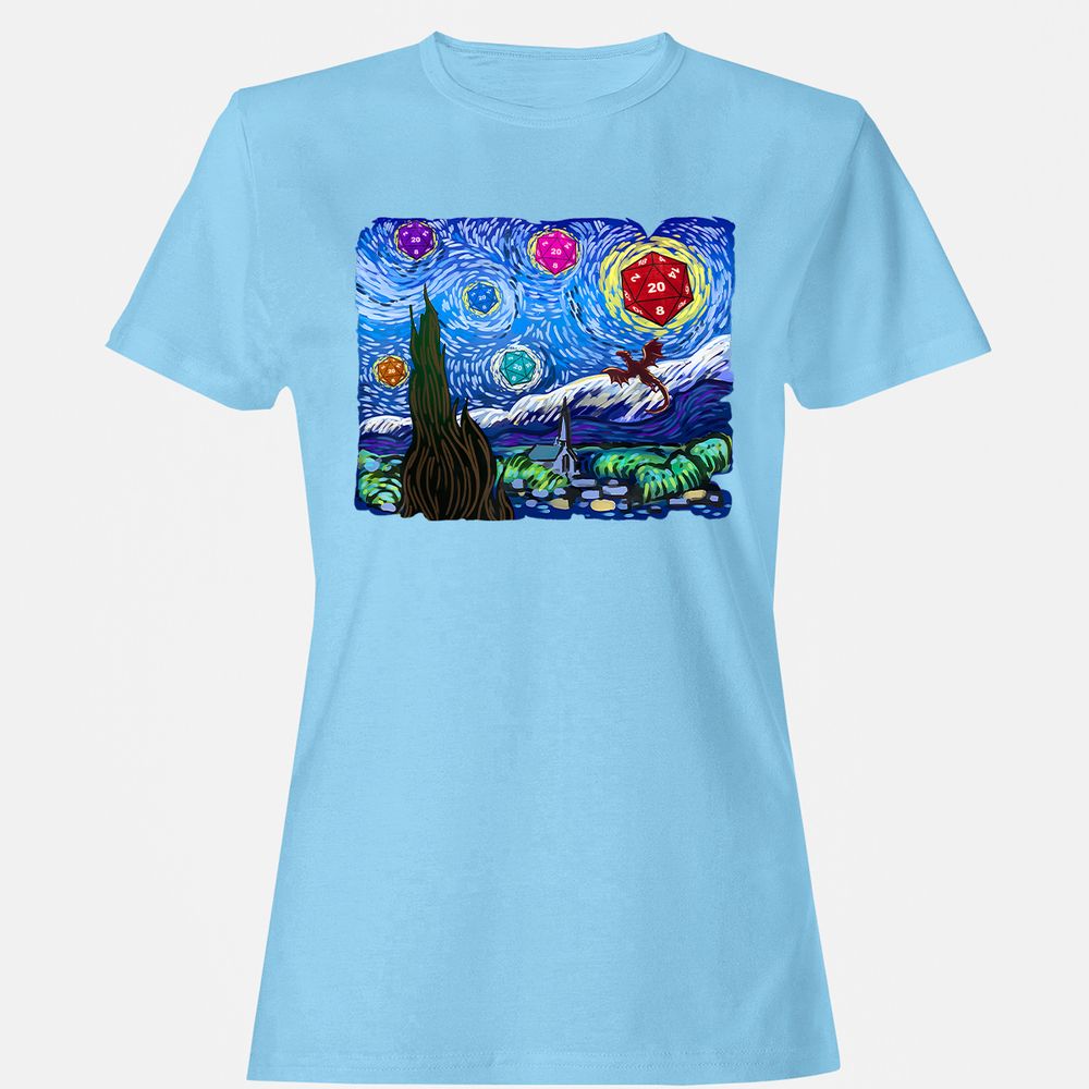 Dragon Starry Night Women's T-Shirt - Light Blue - 8