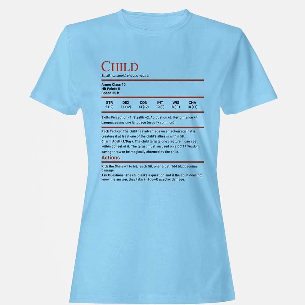 Child Stats Women's T-Shirt - Light Blue - 8