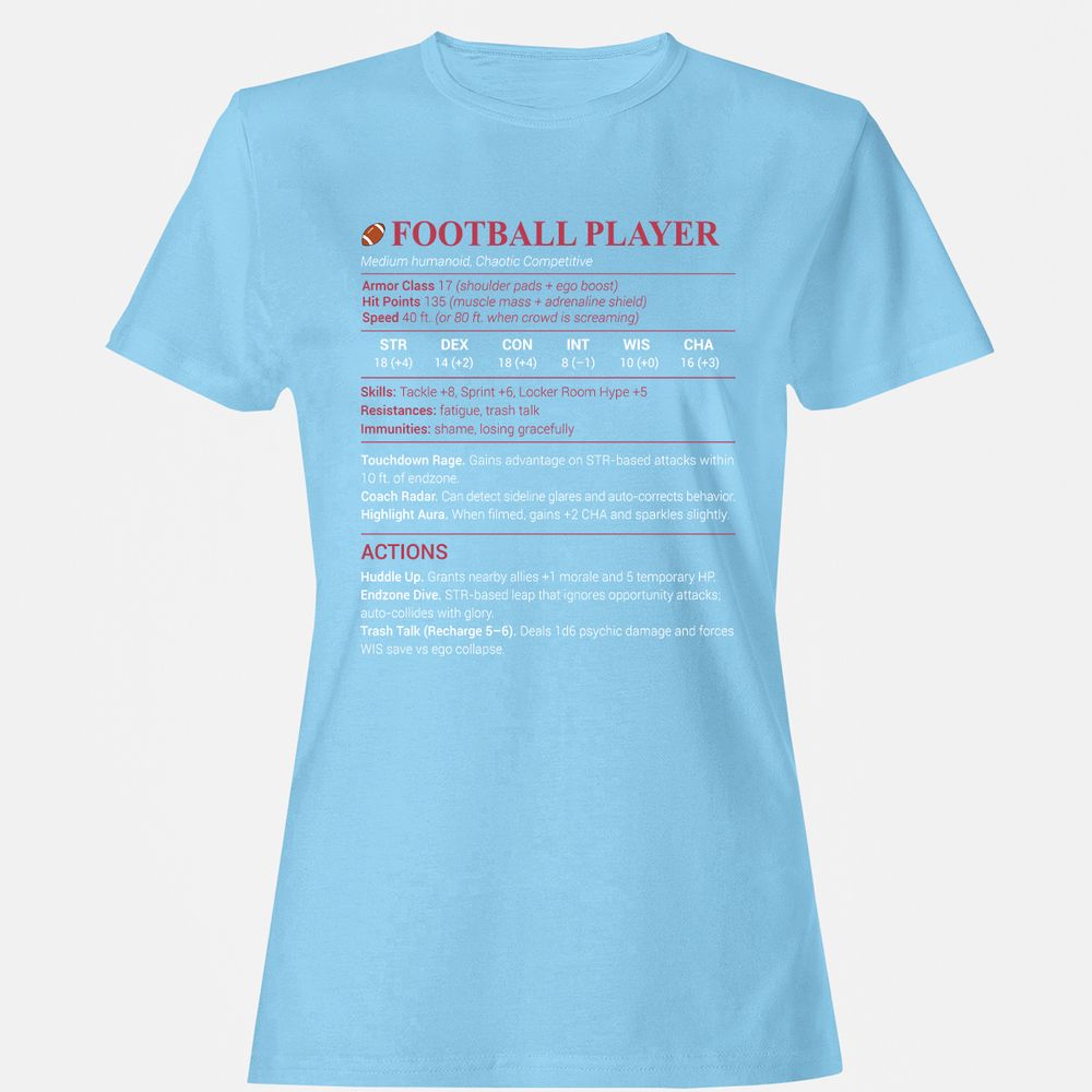 Football Player Women's T-Shirt - Light Blue - 8