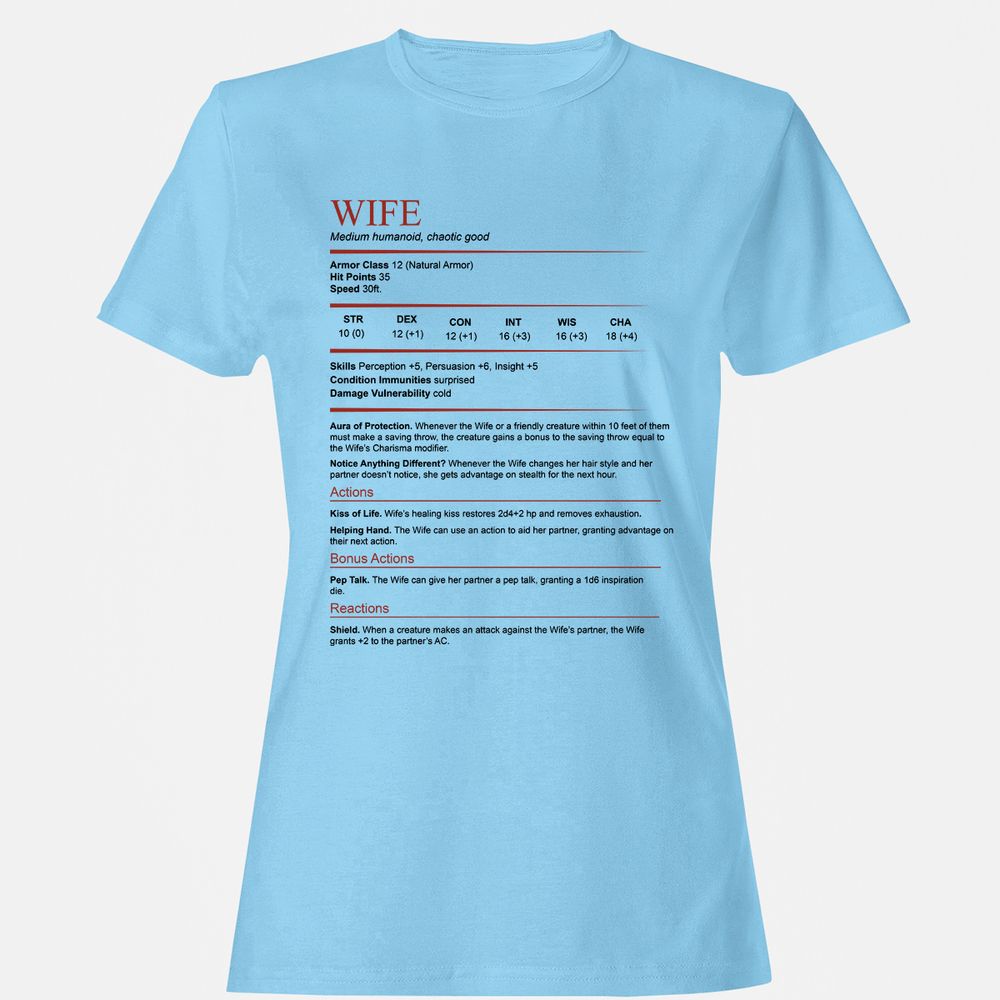 Wife White Women's T-Shirt - Light Blue - 8