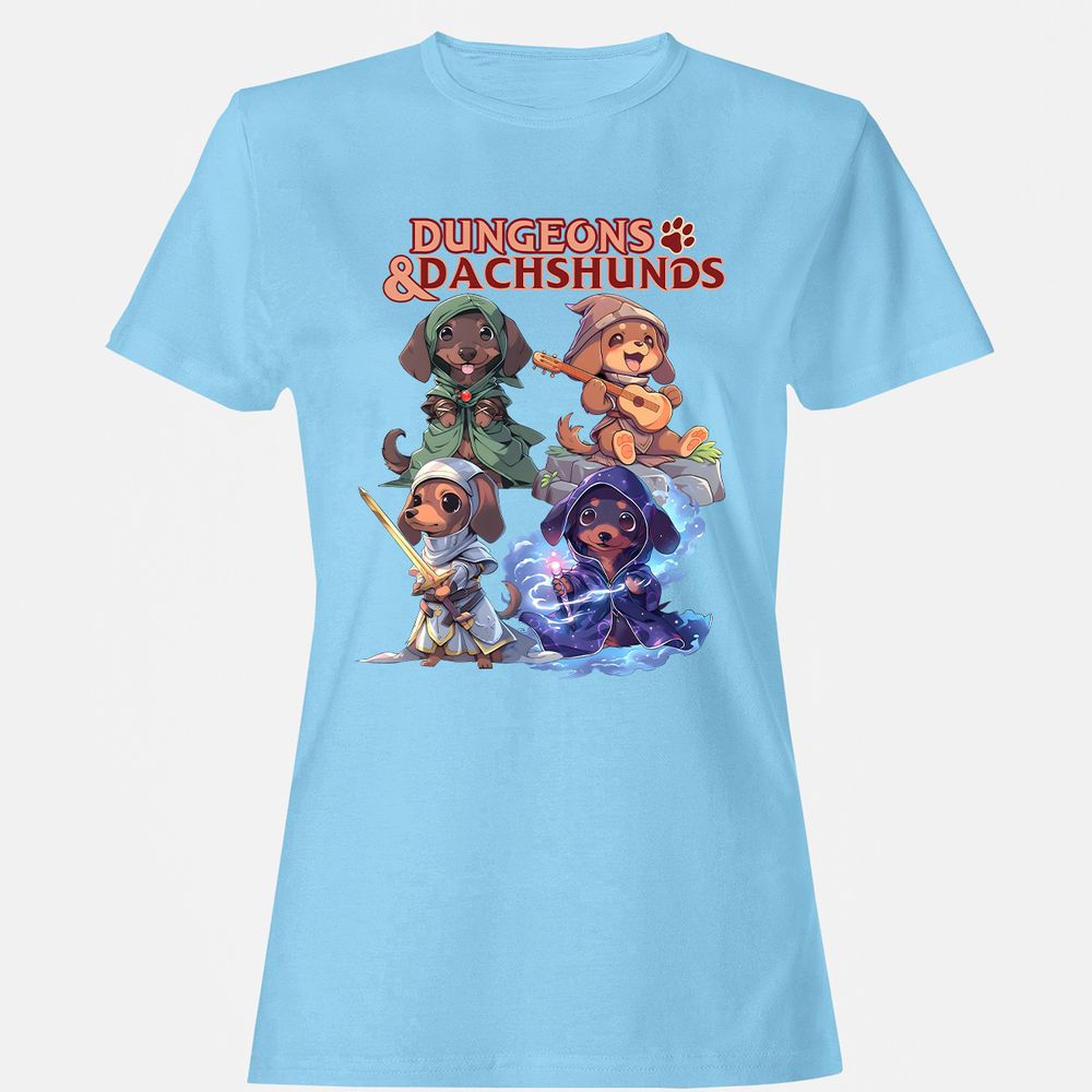 Dungeons & Dachshunds Women's T-Shirt - Light Blue - 8