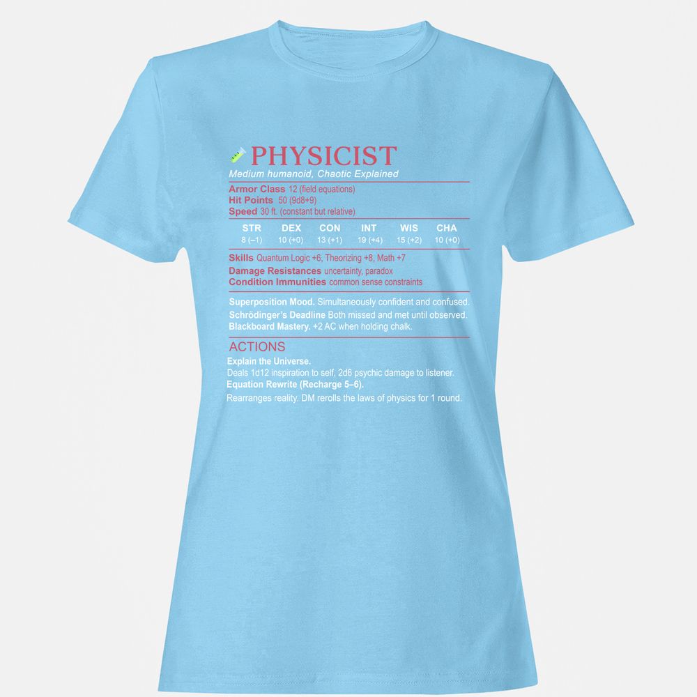 Physicist Stats Women's T-Shirt - Light Blue - 8