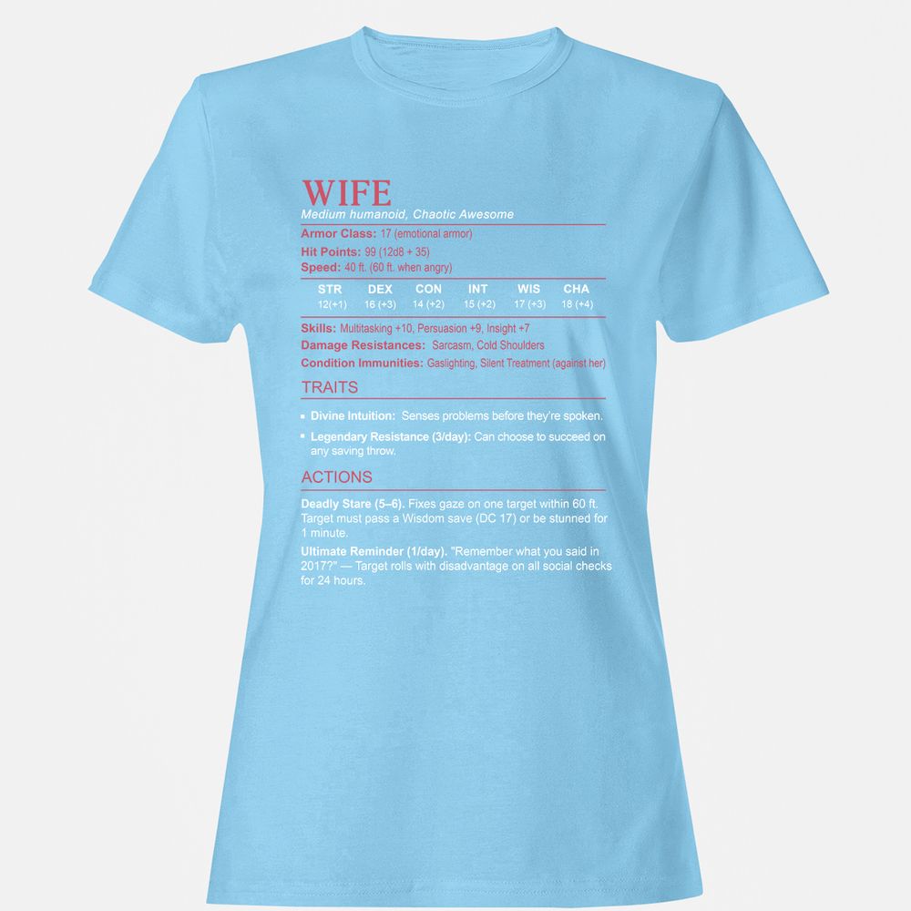 Wife Stats Women's T-Shirt - Light Blue - 8