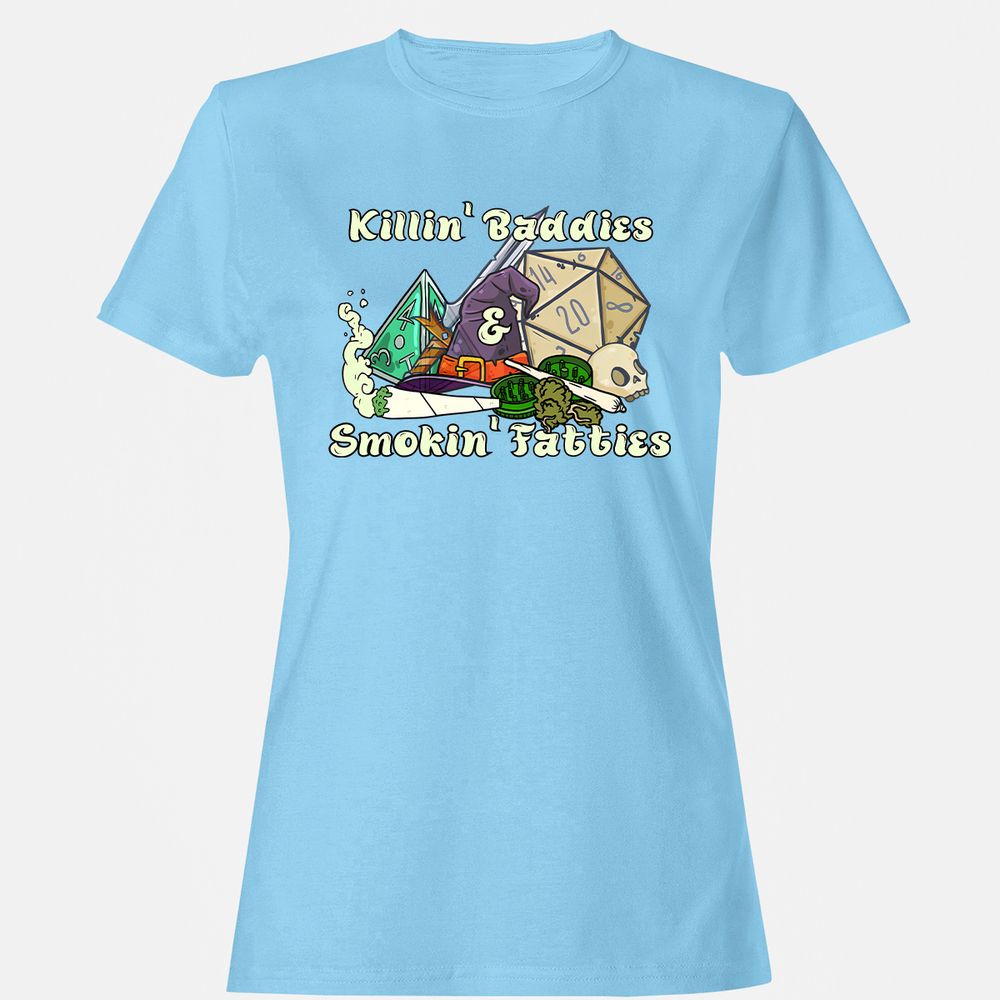 Killin' Baddies Smokin' Fatties Women's T-Shirt - Light Blue - 8