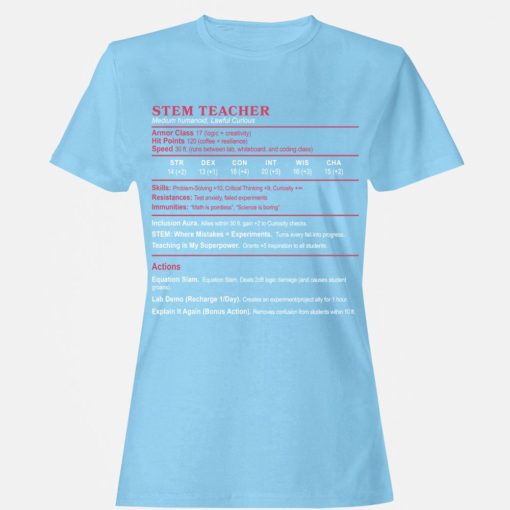 STEM TEACHER Women's T-Shirt - Light Blue - 8