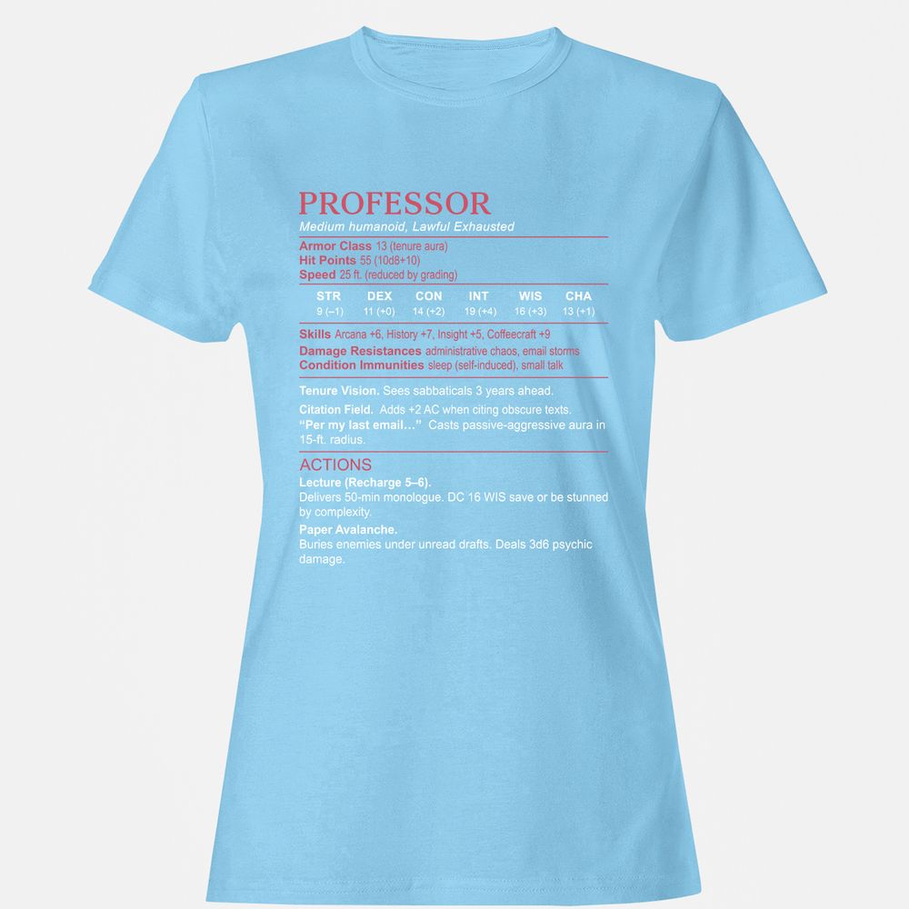 Professor Stats Women's T-Shirt - Light Blue - 8