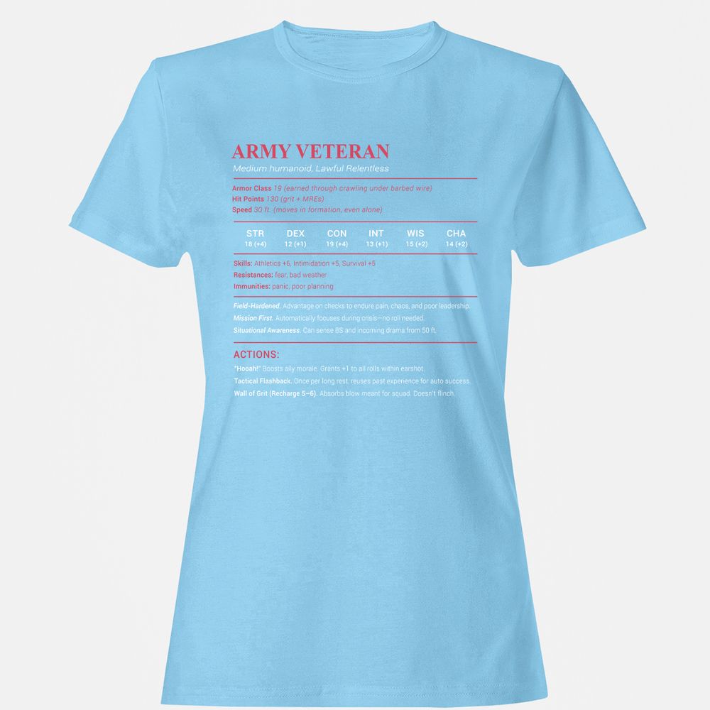 Army Veteran Women's T-Shirt - Light Blue - 8