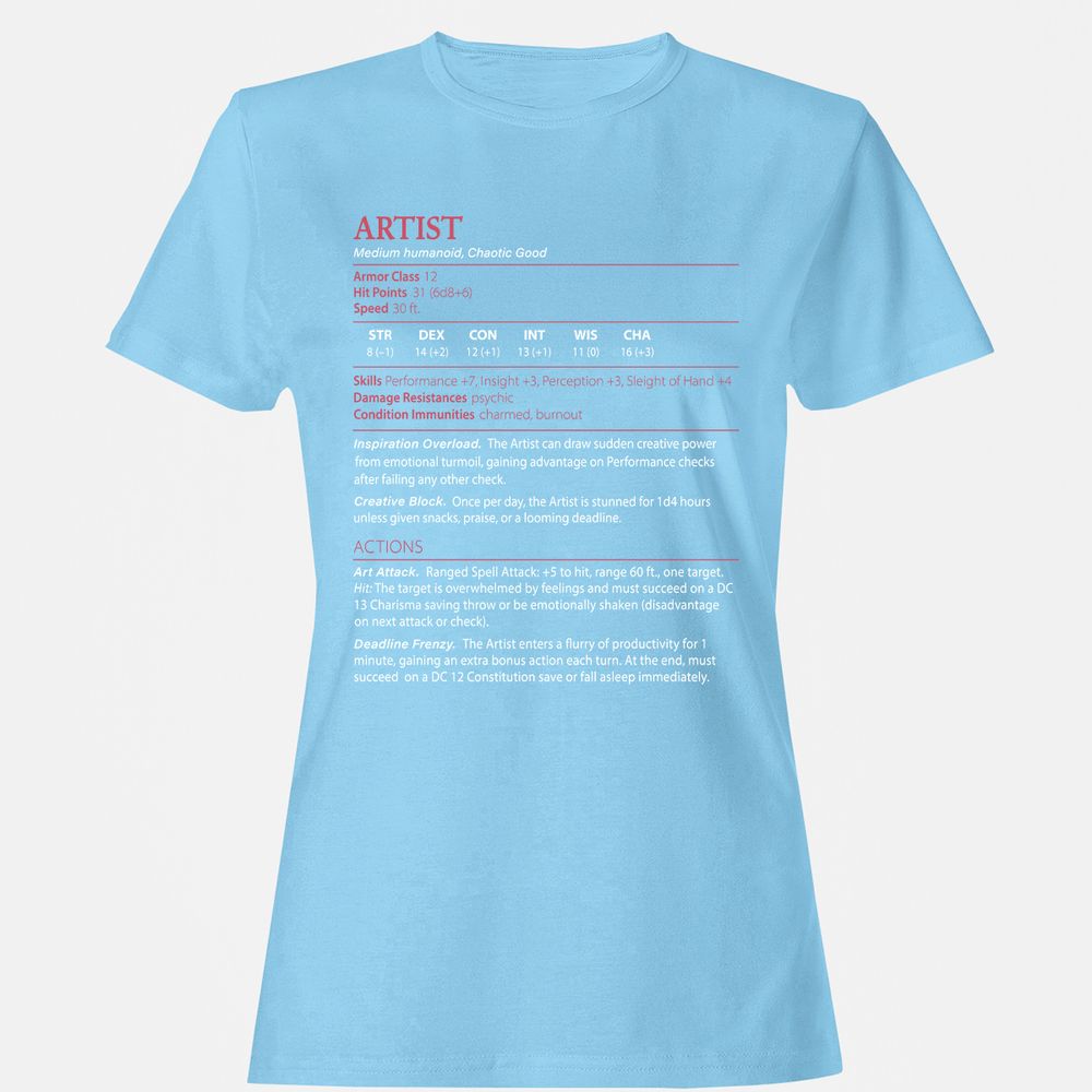 Artist Stats Women's T-Shirt - Light Blue - 8