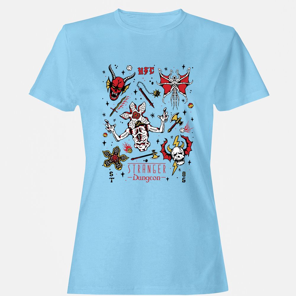 STRANGER DUNGEON Women's T-Shirt - Light Blue - 8