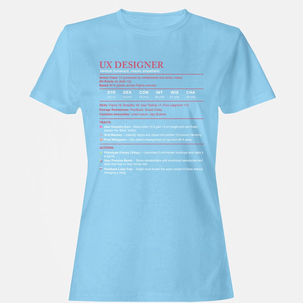 UX Designer Stats Women's T-Shirt - Light Blue - 8