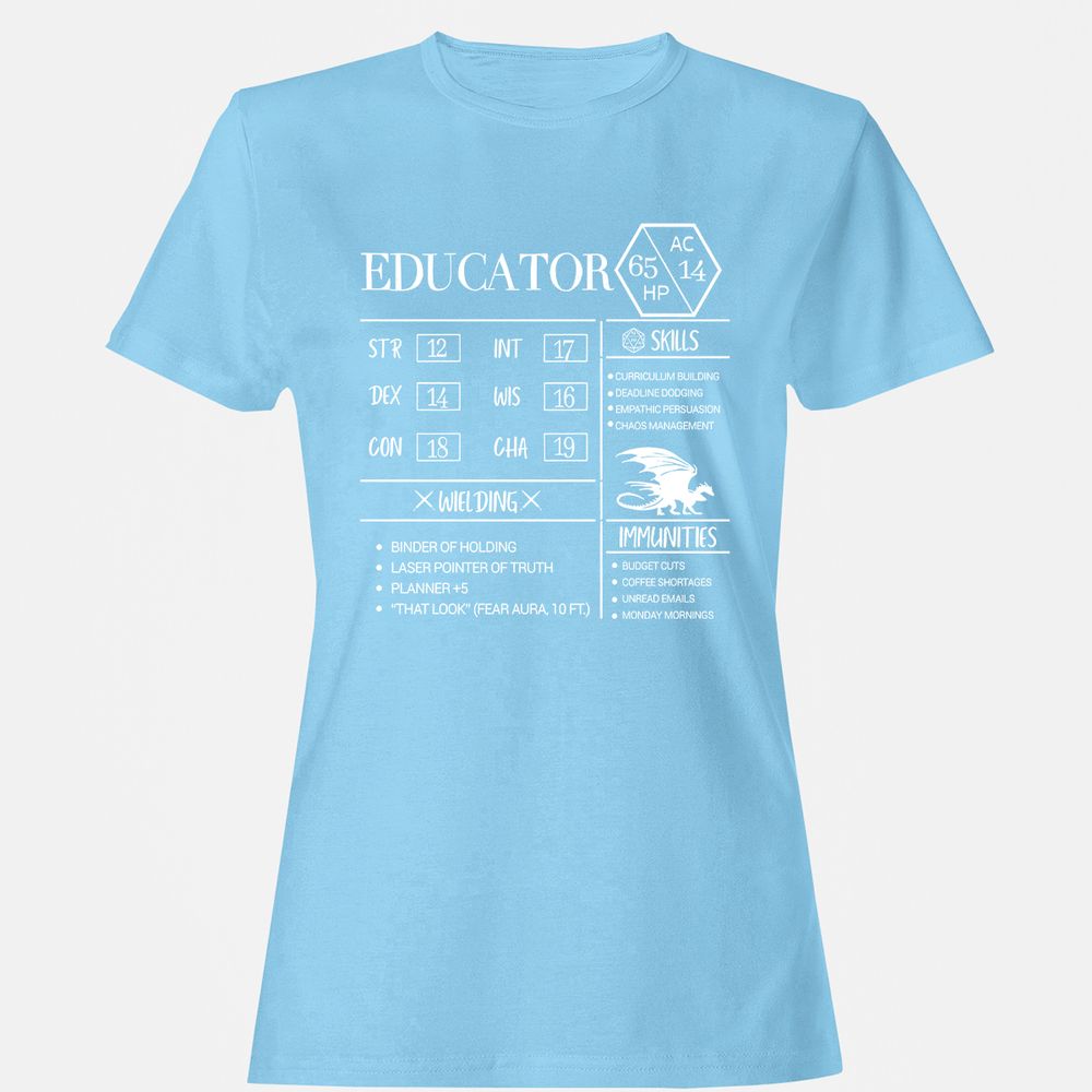 Educator New Women's T-Shirt - Light Blue - 8