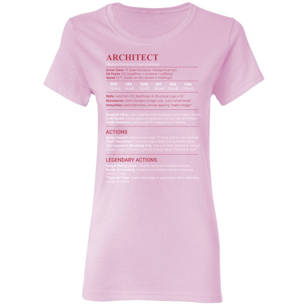 Architect Stats Women's T-Shirt - Light Pink - 8