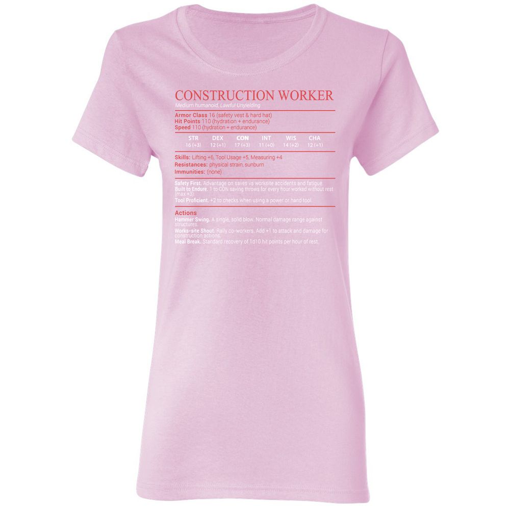 Construction Worker Stats Block - Light Pink - 8