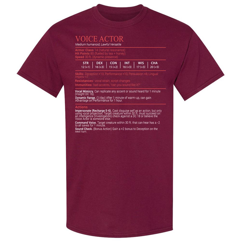 Voice Actor Stats Block - Maroon - 8