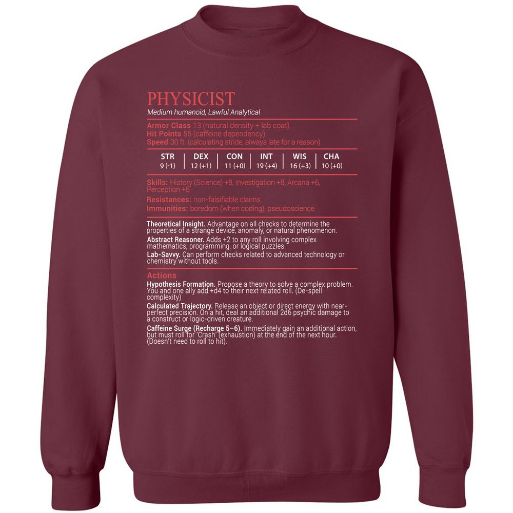 Physicist Stats Block - Maroon - 8